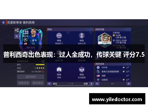 普利西奇出色表现：过人全成功，传球关键 评分7.5